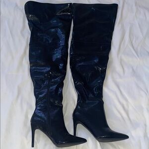 Mata Shoes Shiny Black Over-the-Knee Boots